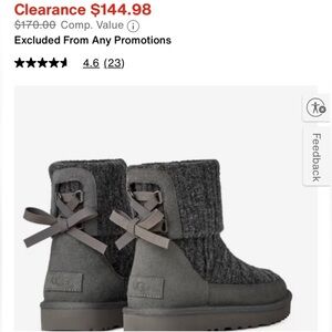 UGG Charcoal Knit Boots with Ribbon
